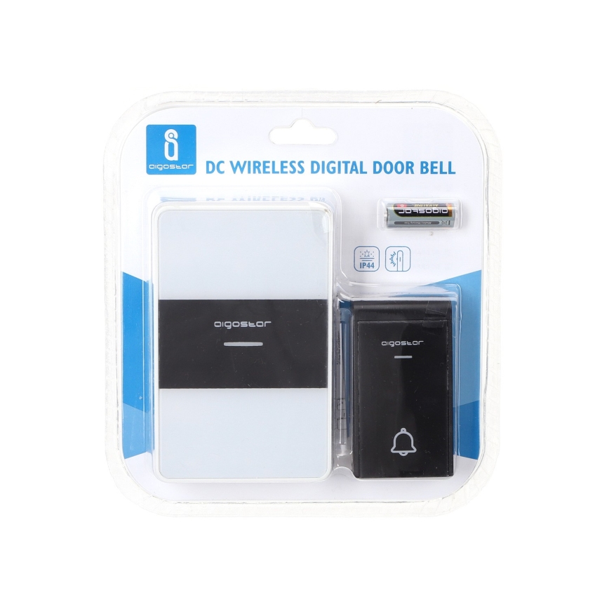 Aigostar - Wireless doorbell 3xAA IP44 black/white