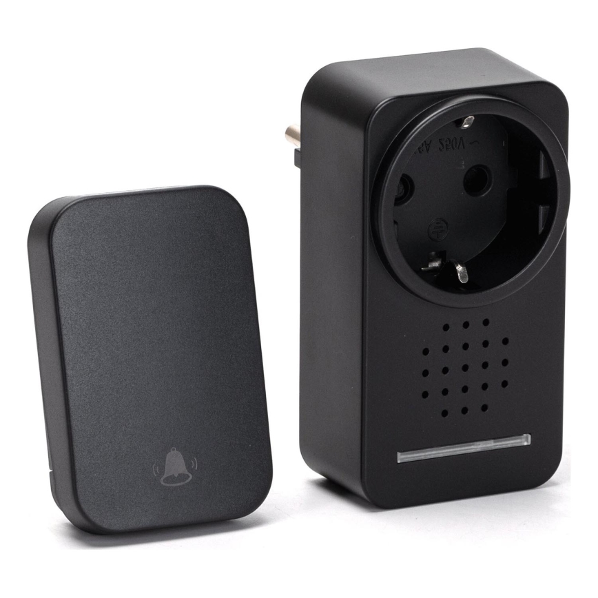Aigostar - Wireless socket doorbell 1Z 230V IPX4 black