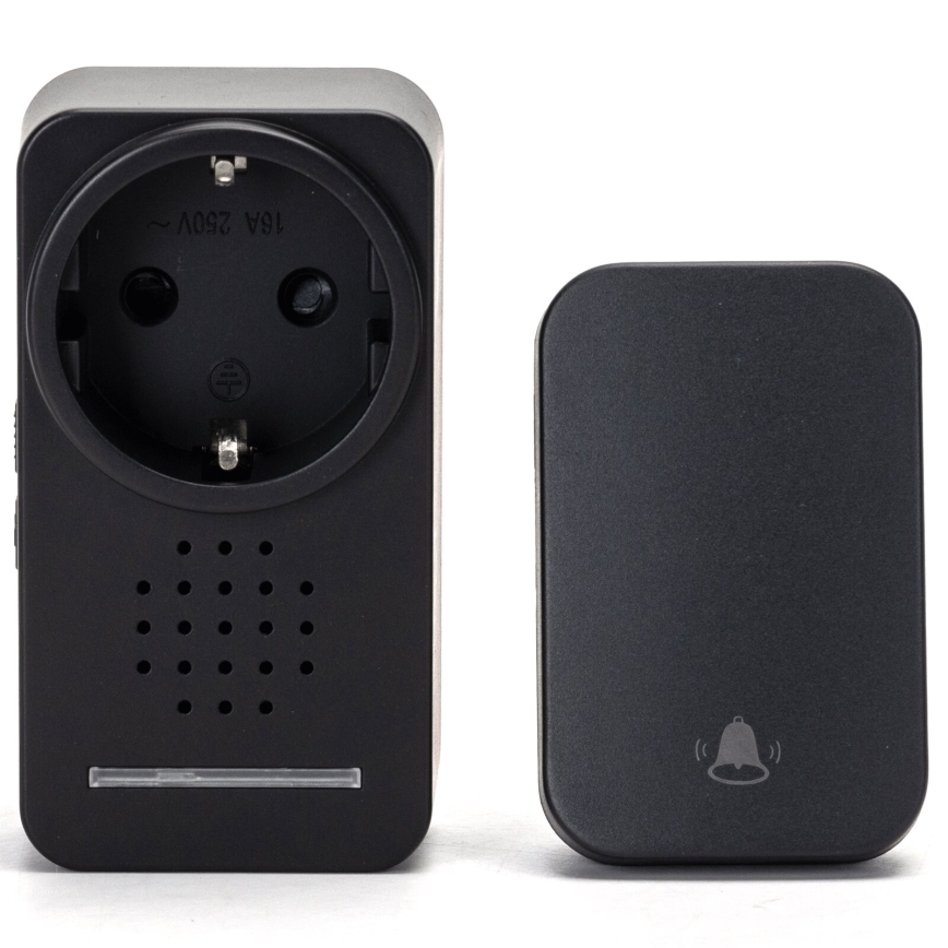 Aigostar - Wireless socket doorbell 1Z 230V IPX4 black