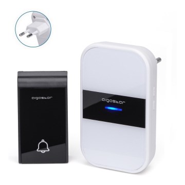 Aigostar - Wireless socket doorbell 230V IP44 white/black