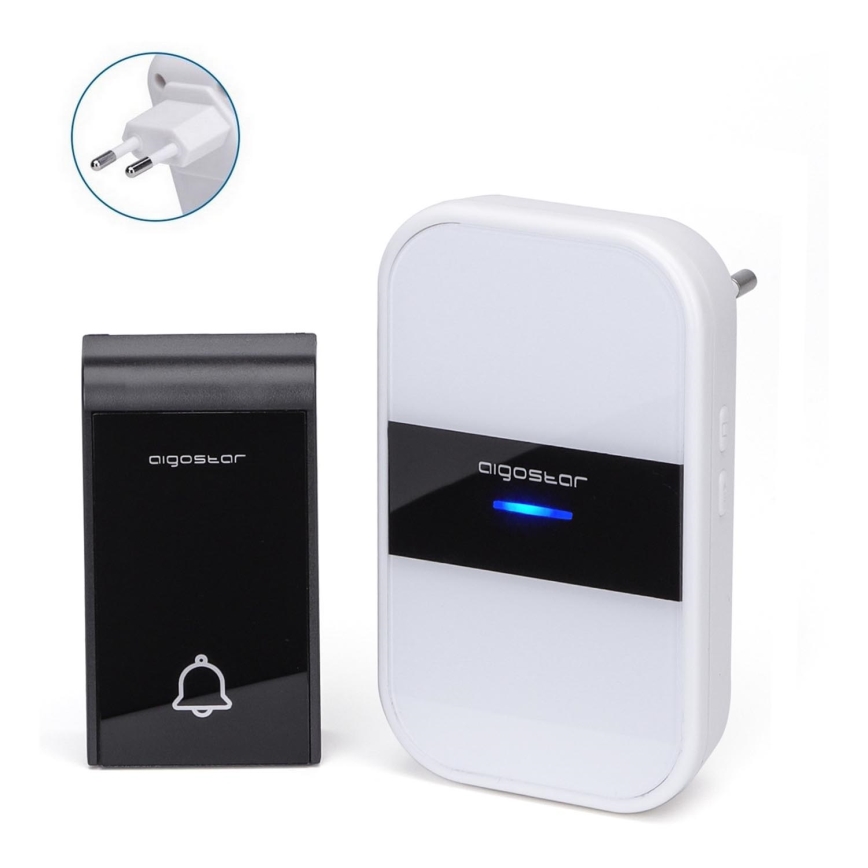 Aigostar - Wireless socket doorbell 230V IP44 white/black