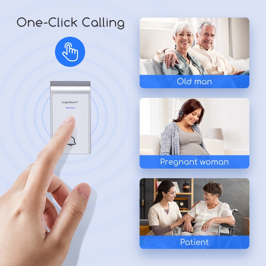 Aigostar - Wireless socket doorbell 230V IP44 white