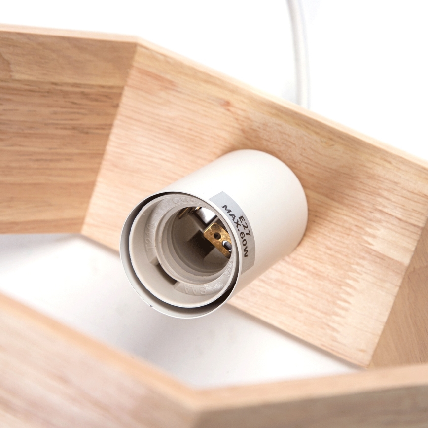 Aigostar - Wooden pendant light on cord 1xE27/60W/230V Pine