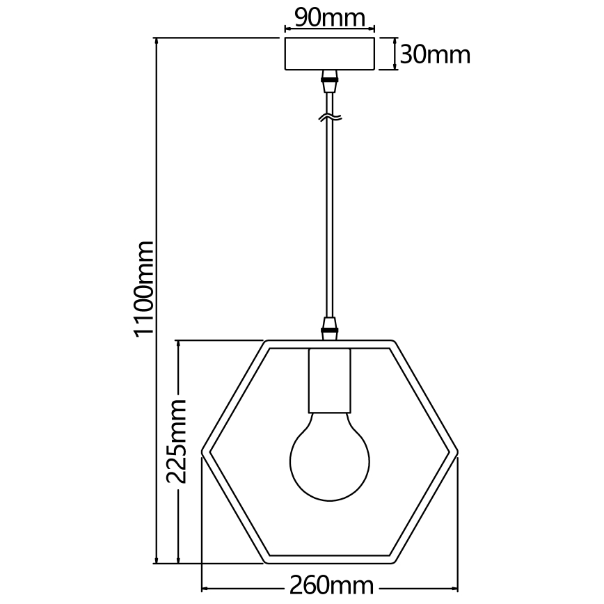 Aigostar - Wooden pendant light on cord 1xE27/60W/230V Pine