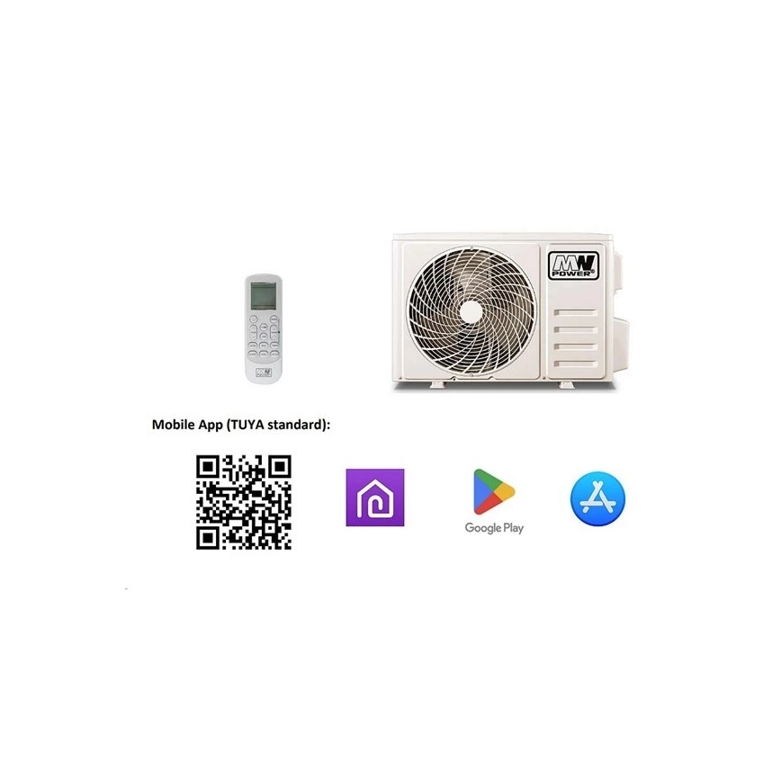 Air Conditioner 12K V1 — 3.65 kW, Tuya Wi‑Fi, White + Remote Control