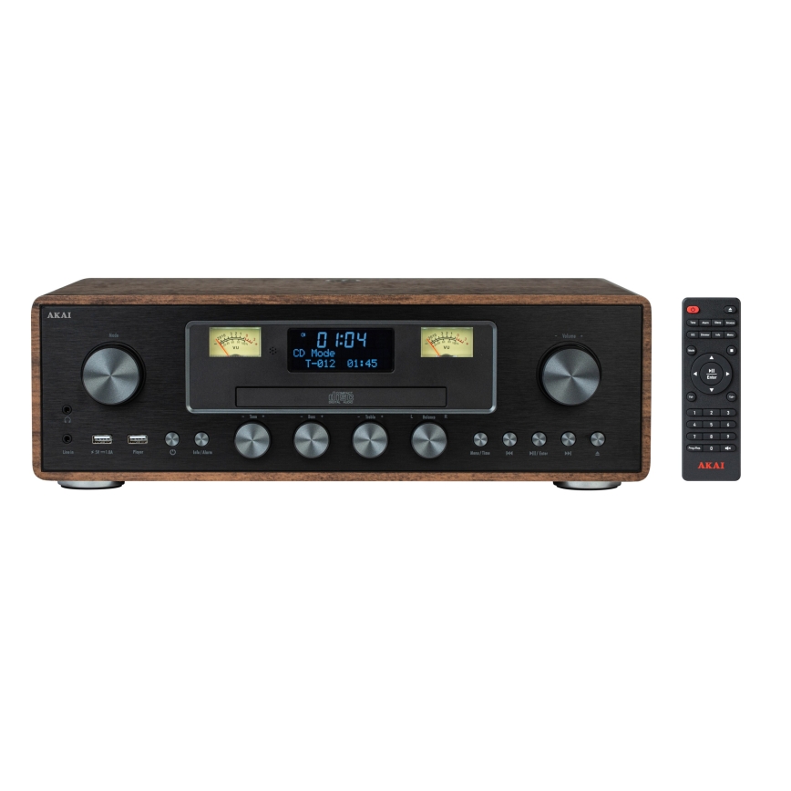 AKAI AM-100 RHAPSODY - Micro hi-fi system with CD, FM/DAB tuner, AUX, USB/MP3 playback, 40W/230V + remote control