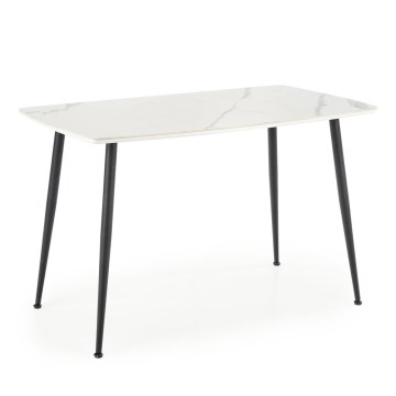 ALARA dining table, white marble finish/black