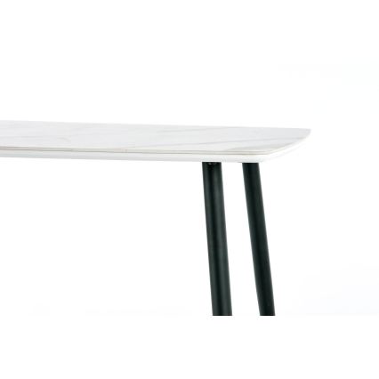 ALARA dining table, white marble finish/black