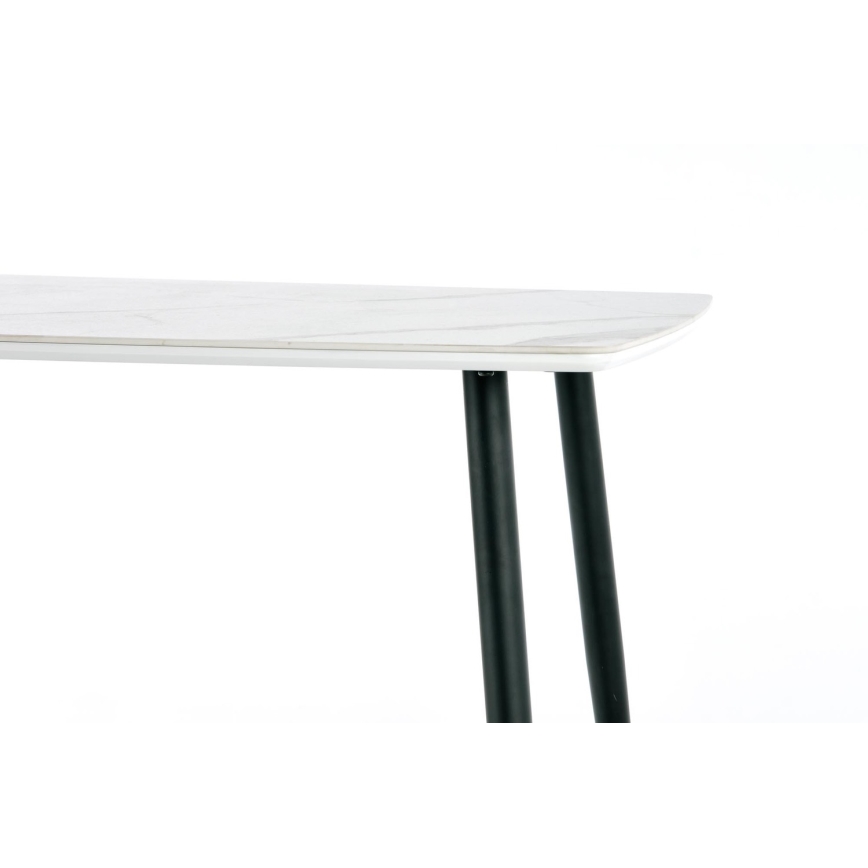 ALARA dining table, white marble finish/black