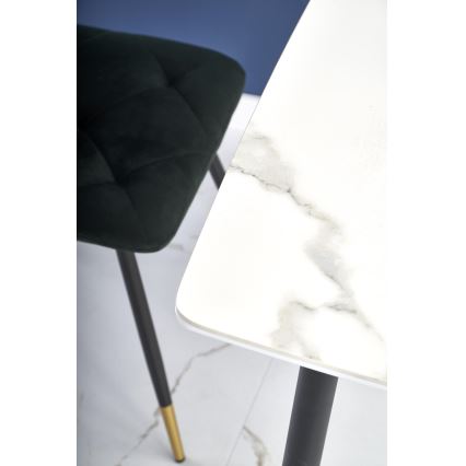 ALARA dining table, white marble finish/black