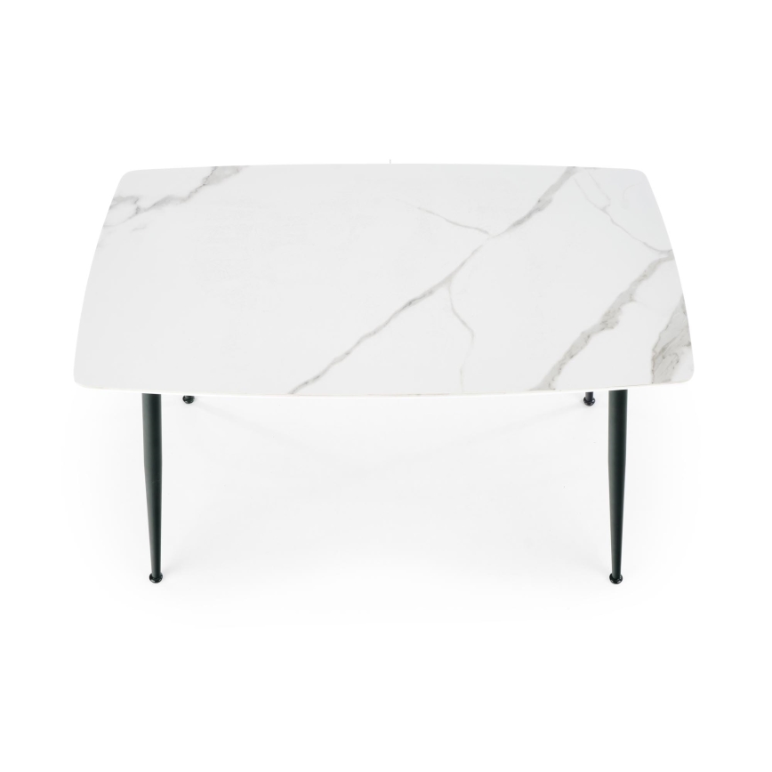 ALARA dining table, white marble finish/black