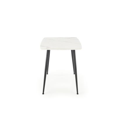 ALARA dining table, white marble finish/black