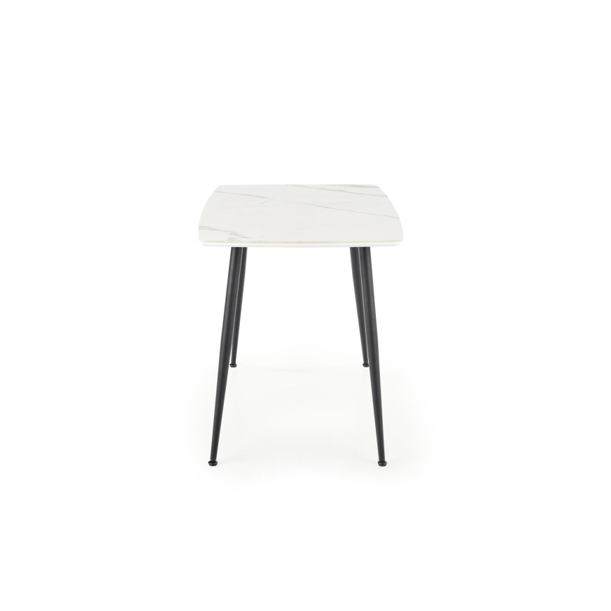 ALARA dining table, white marble finish/black