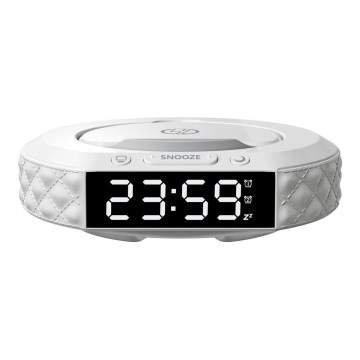 Alarm clock with LCD display and wireless Qi charger 27W/9V white