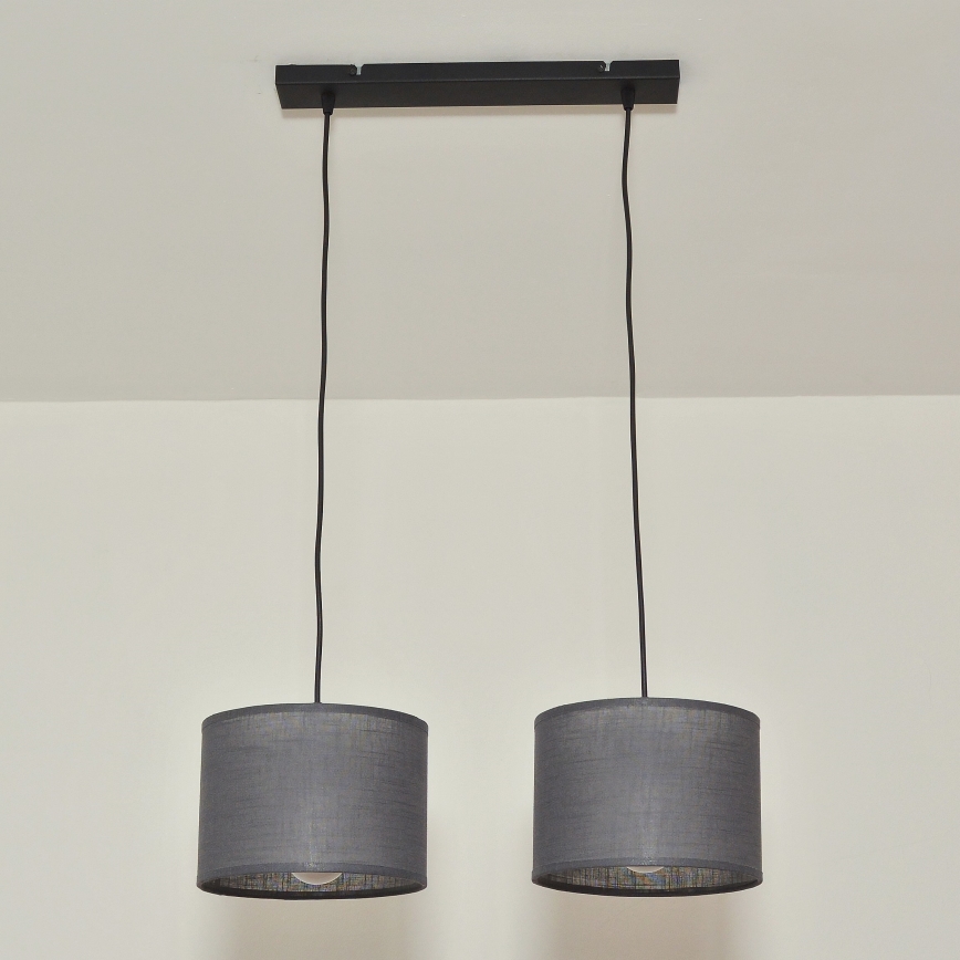 ALBA cable-hung pendant lamp 2xE27/15W/230V gray