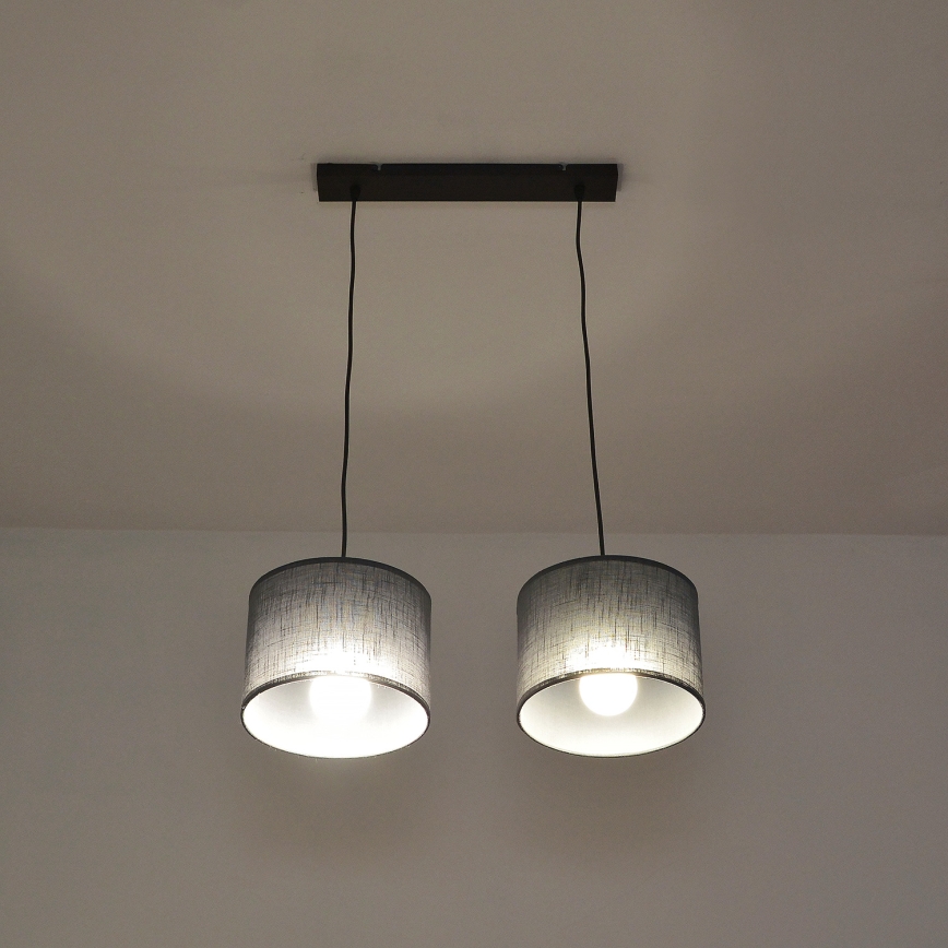 ALBA cable-hung pendant lamp 2xE27/15W/230V gray