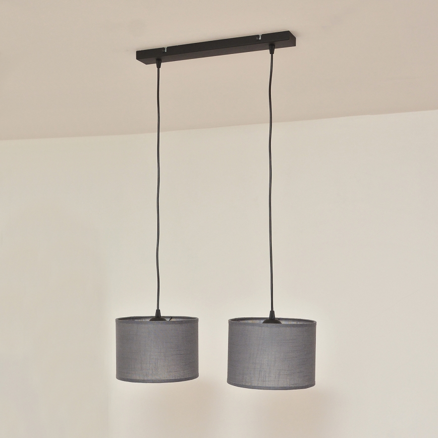 ALBA cable-hung pendant lamp 2xE27/15W/230V gray