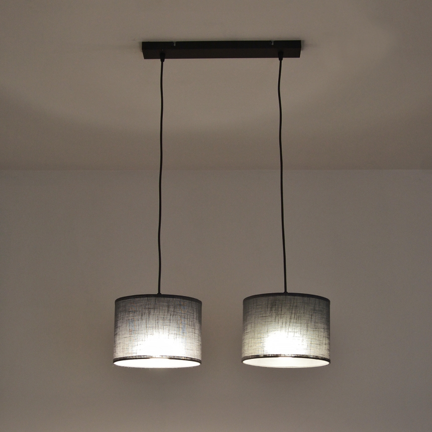 ALBA cable-hung pendant lamp 2xE27/15W/230V gray
