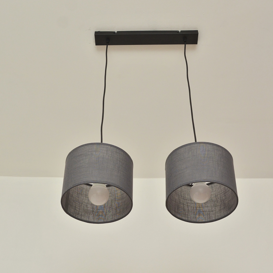 ALBA cable-hung pendant lamp 2xE27/15W/230V gray