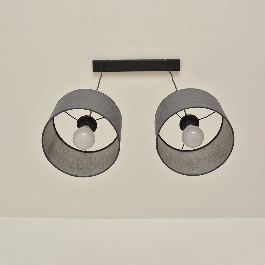 ALBA cable-hung pendant lamp 2xE27/15W/230V gray
