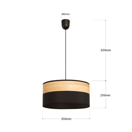ALBA cable-hung pendant light 1xE27/15W/230V Ø 45 cm black/brown
