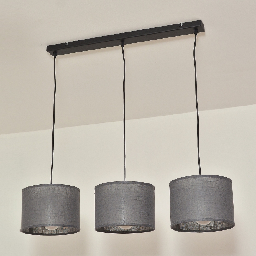 ALBA Cable-Hung Pendant Light, 3x E27, 15W, 230V — Grey