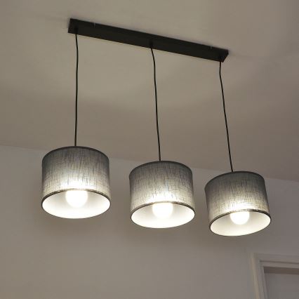 ALBA Cable-Hung Pendant Light, 3x E27, 15W, 230V — Grey