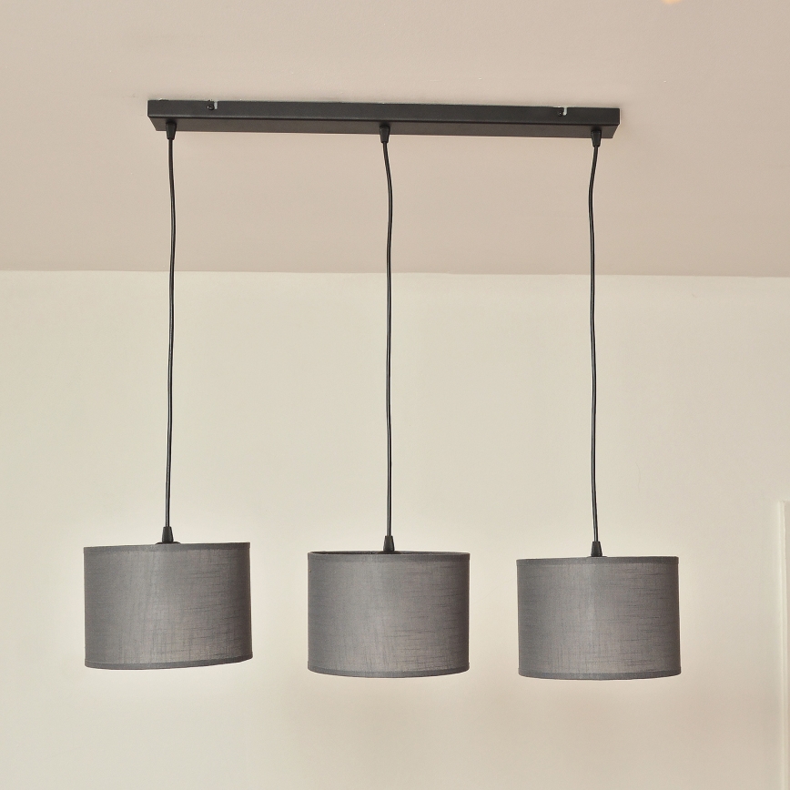 ALBA Cable-Hung Pendant Light, 3x E27, 15W, 230V — Grey