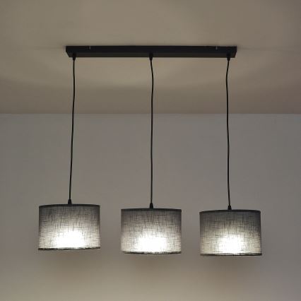 ALBA Cable-Hung Pendant Light, 3x E27, 15W, 230V — Grey