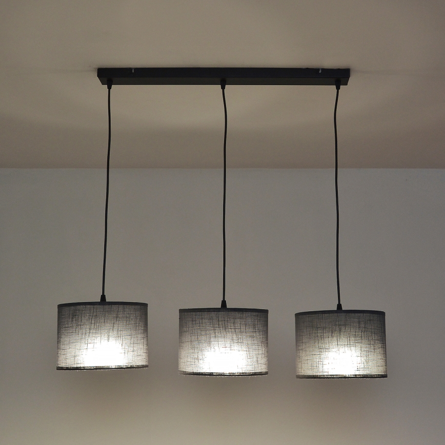 ALBA Cable-Hung Pendant Light, 3x E27, 15W, 230V — Grey