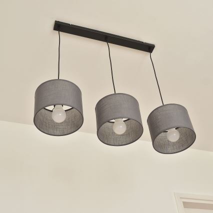 ALBA Cable-Hung Pendant Light, 3x E27, 15W, 230V — Grey