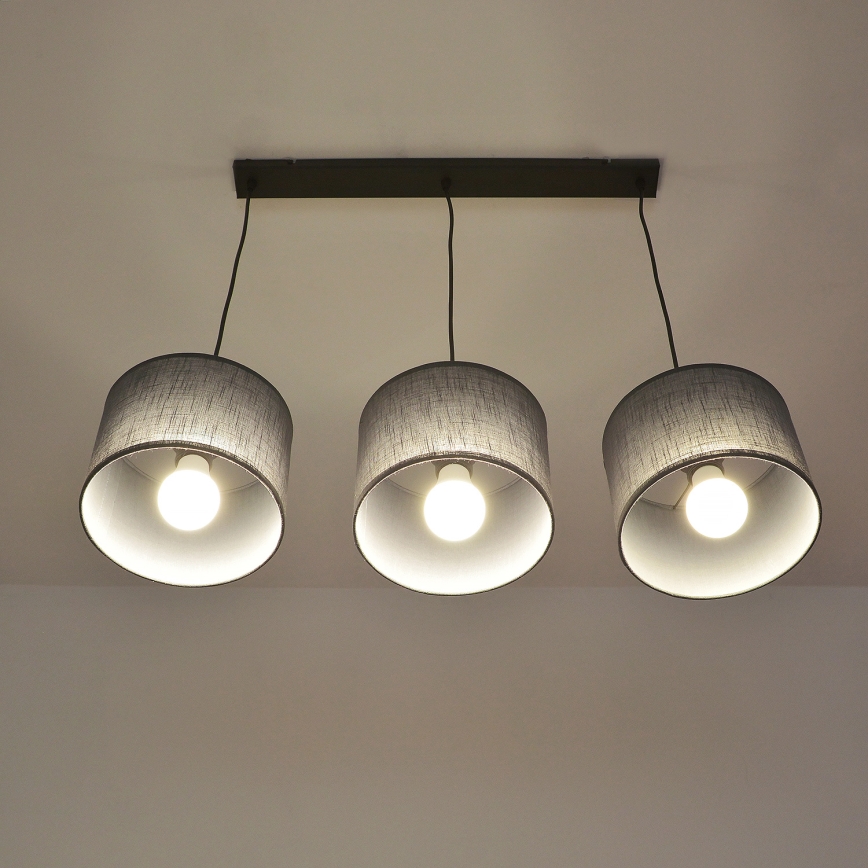 ALBA Cable-Hung Pendant Light, 3x E27, 15W, 230V — Grey