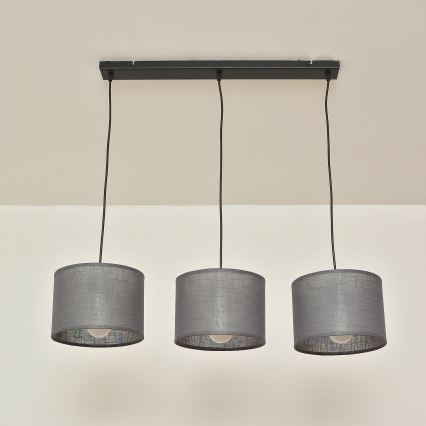 ALBA Cable-Hung Pendant Light, 3x E27, 15W, 230V — Grey