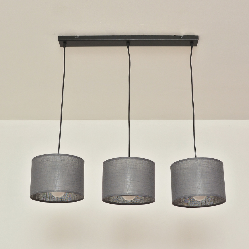 ALBA Cable-Hung Pendant Light, 3x E27, 15W, 230V — Grey