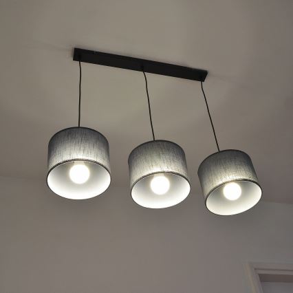 ALBA Cable-Hung Pendant Light, 3x E27, 15W, 230V — Grey