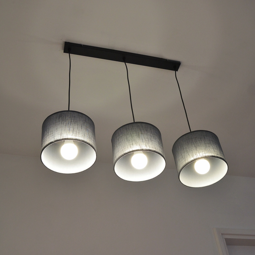 ALBA Cable-Hung Pendant Light, 3x E27, 15W, 230V — Grey