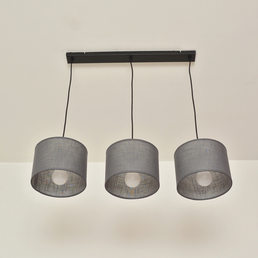 ALBA Cable-Hung Pendant Light, 3x E27, 15W, 230V — Grey