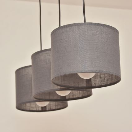 ALBA Cable-Hung Pendant Light, 3x E27, 15W, 230V — Grey