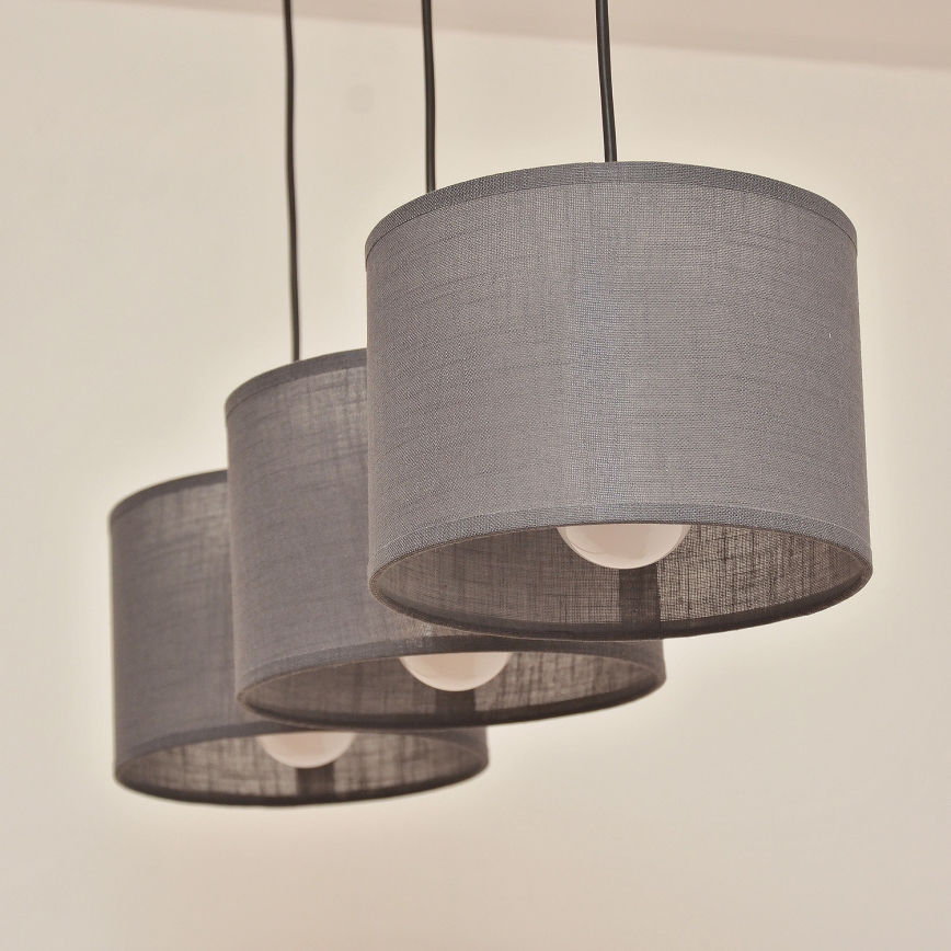 ALBA Cable-Hung Pendant Light, 3x E27, 15W, 230V — Grey