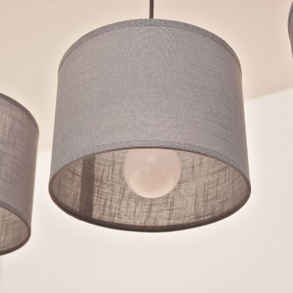 ALBA Cable-Hung Pendant Light, 3x E27, 15W, 230V — Grey