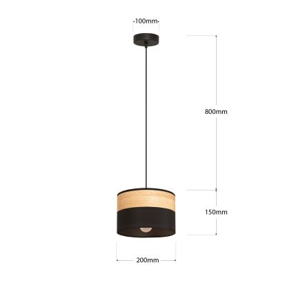 ALBA cable pendant 1x E27/15W/230V Ø 20 cm black/brown