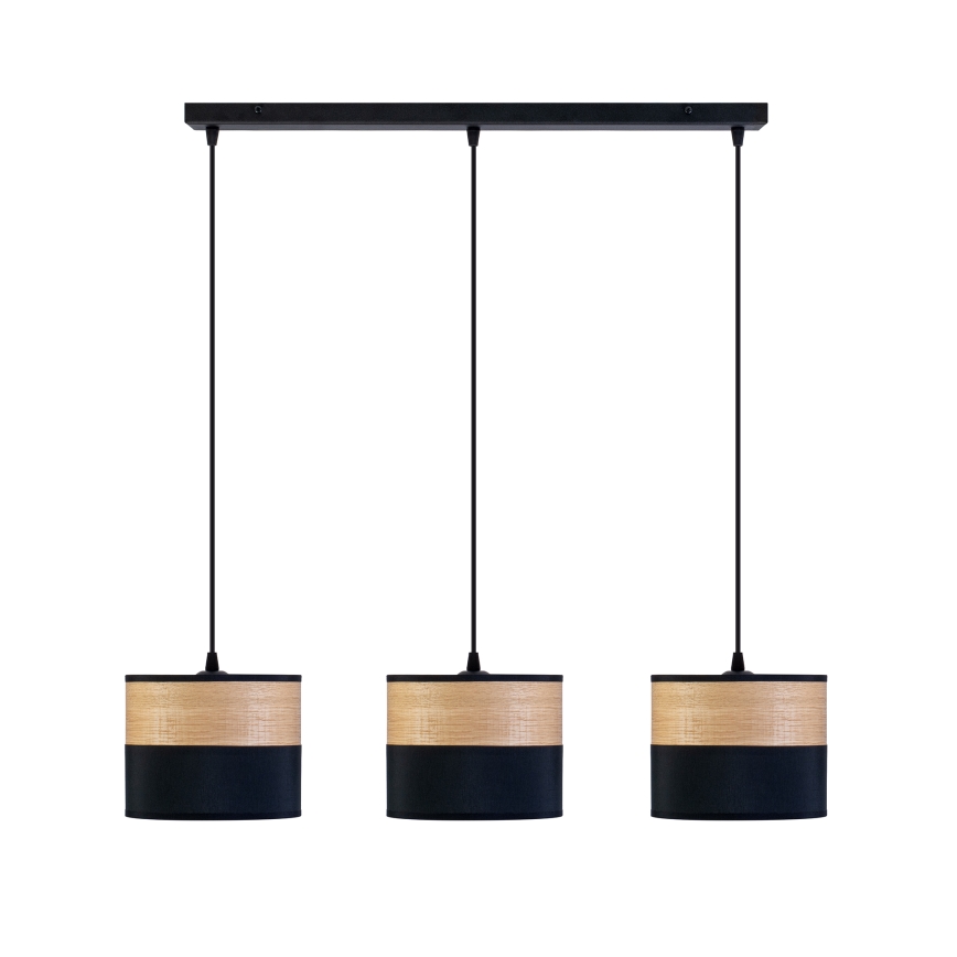 ALBA cable pendant 3xE27/15W/230V black/brown