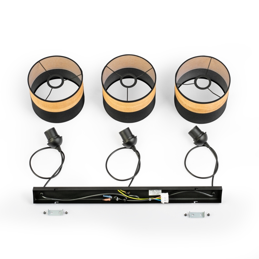 ALBA cable pendant 3xE27/15W/230V black/brown