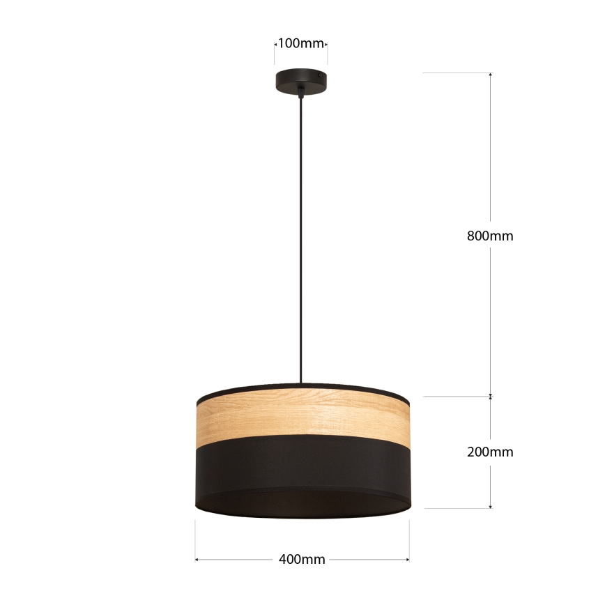 ALBA Cable Pendant Light 1xE27/15W/230V, Ø 40 cm, Black/Brown
