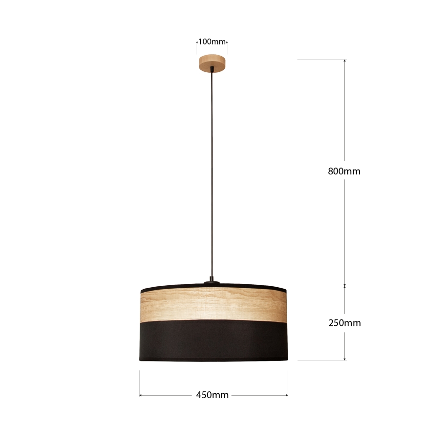 ALBA cable pendant light 1×E27/15W/230V, Ø 45 cm, black/brown