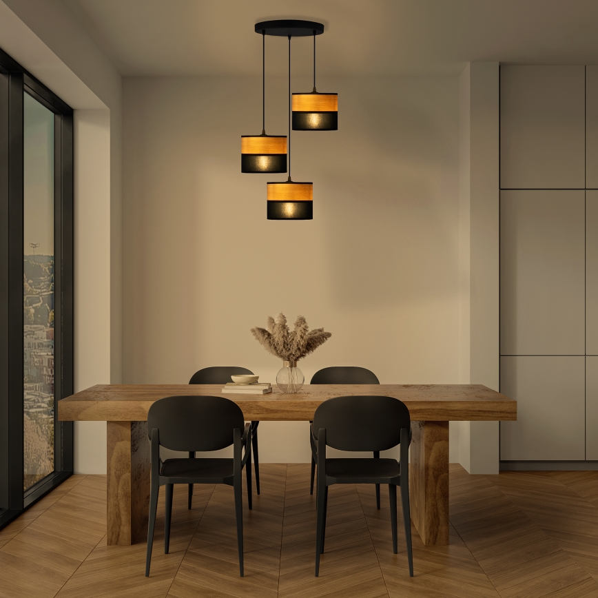 ALBA cable pendant light, 3xE27/15W/230V, Ø40 cm, black/brown