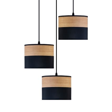 ALBA cable pendant light, 3xE27/15W/230V, Ø40 cm, black/brown