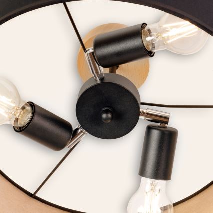 ALBA Flush-Mount Chandelier 3×E27/15W/230V Ø40 cm Black/Brown