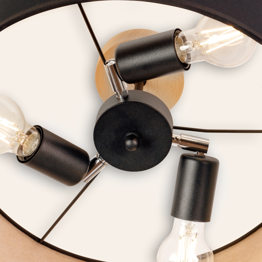 ALBA Flush-Mount Chandelier 3×E27/15W/230V Ø40 cm Black/Brown