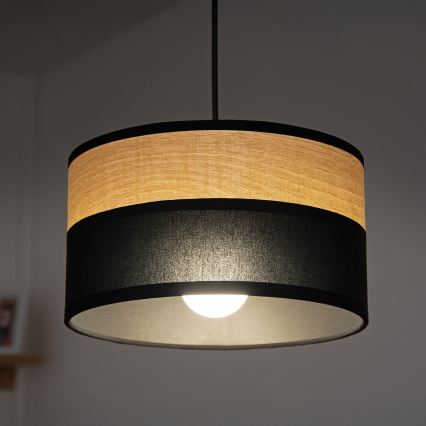 ALBA pendant light on cord 1xE27/15W/230V Ø 20 cm black/brown